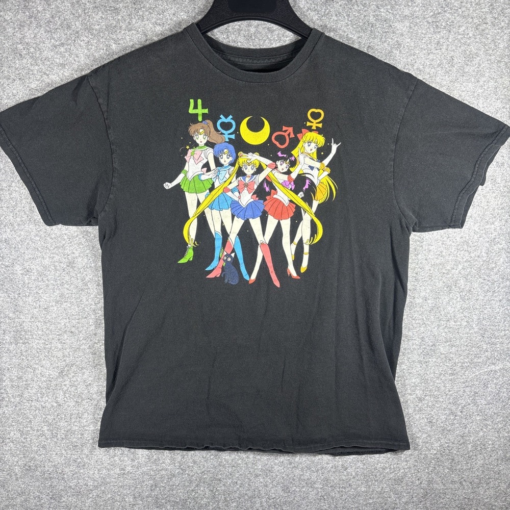 Sailor Moon Official T Shirt Black Large 2 Sided Print Authentic Vintage Hybrid